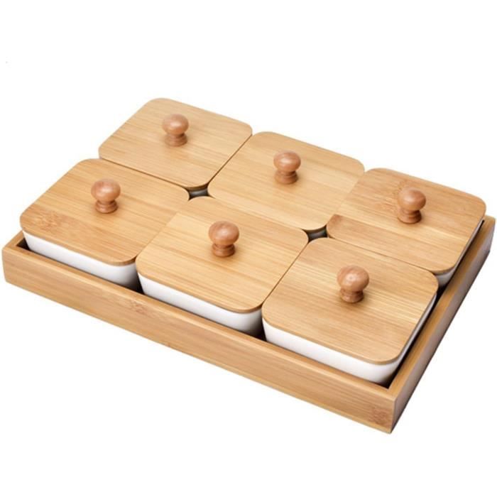 Plateau À Fromage En Bambou, Set De Couteaux, Bols En Céramique Et