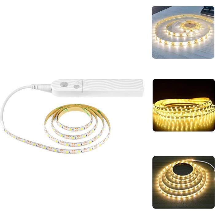 Pcning COB Ruban LED 3M Autocollant IP67 Etanche 220V 230V Puissant Avec Prise, 3 Metre Bandeau De LED Blanc Chaud 220 Volt Interieur Exterieur (3, Blanc Chaud