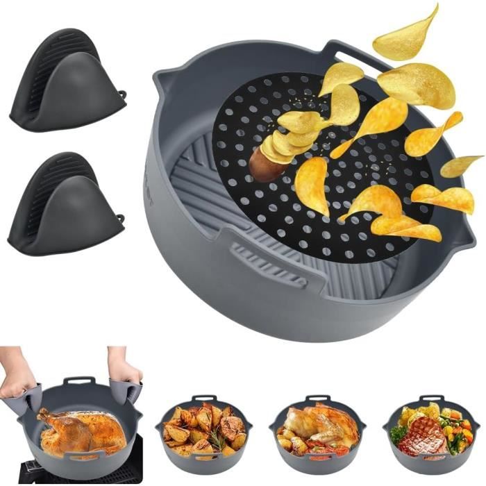 Lot De 3 Moules Silicone Air Fryer - Antiadhésif, Résistant -40°C à 240°C, Lavable Lave-vaisselle, 20x20x5 Cm