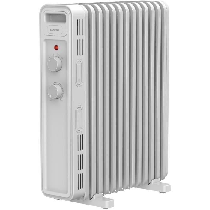 Radiateur électrique bain d’huile - SENCOR - SOH 3413WH - 2500 W - 2 boutons - Blanc