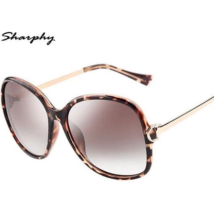 SHARPHY® Lunettes de soleil Femme Grand Frame crapaud lunettes polarisées Léopard