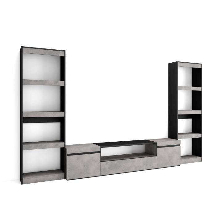Ensemble Meuble TV Meuble Salon Complet 320x35x186cm Pour les TV jusquà 80 Ciment RF2606 Ensemble Meuble TV Meuble Salon Complet 320x35x186cm Pour les TV jusquà 80 Ciment RF2606