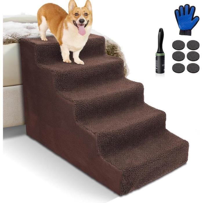 Escalier Pliable Pour Chien 5 Marches - Supporte 113 Kg - Surface Antidérapante - Pour Voiture, SUV, Camion