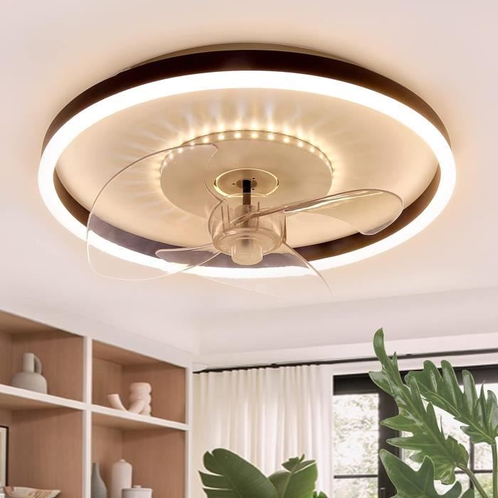 Depuley Ventilateur De Plafond Silencieux Avec éclairage: Lampe LED Avec Ventilateur Pour Jardin Terrasse - 132CM Grand Ventilateur De Plafond Avec Lumière Et APP Pour Salon Restaurant Bureau, Marron