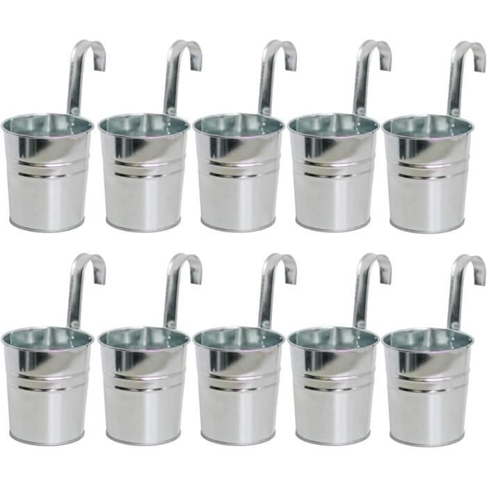 KAHEIGN Lot De 12 Mini Pots De Fleurs à Suspendre, En Métal, 6 Cm, Avec Poignée Amovible, Pour Clôture De Balcon, Jardin, Décoration D'intérieur (12 Couleurs