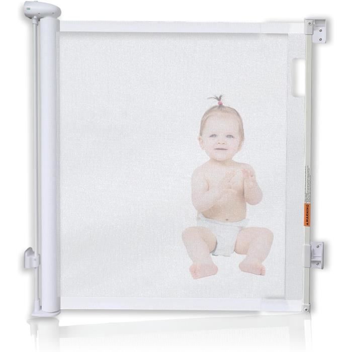 Barrière Rétractable Pour Escalier - Sans Perçage - En Maille Polyester - Pour Enfants Et Animaux - Ajustable 75-125 Cm - Intérieur/extérieur