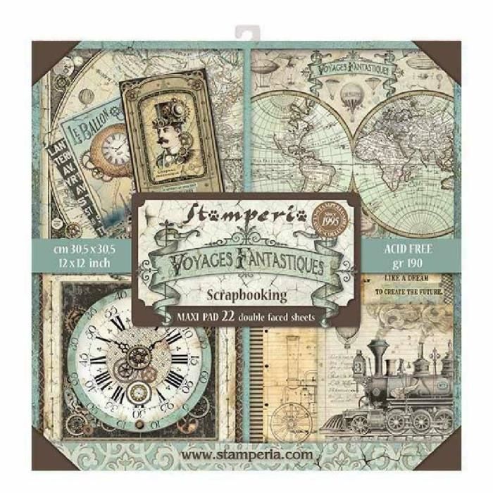 Bloc Papier Scrapbooking Double Face 10 Feuilles - Motif Orchidées Et Chats - 30.5x30.5cm