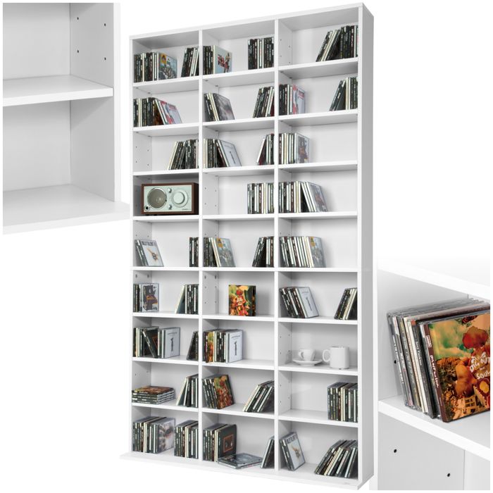 Tectake Meuble De Rangement Cd Dvd 24 Etageres Modulables 102