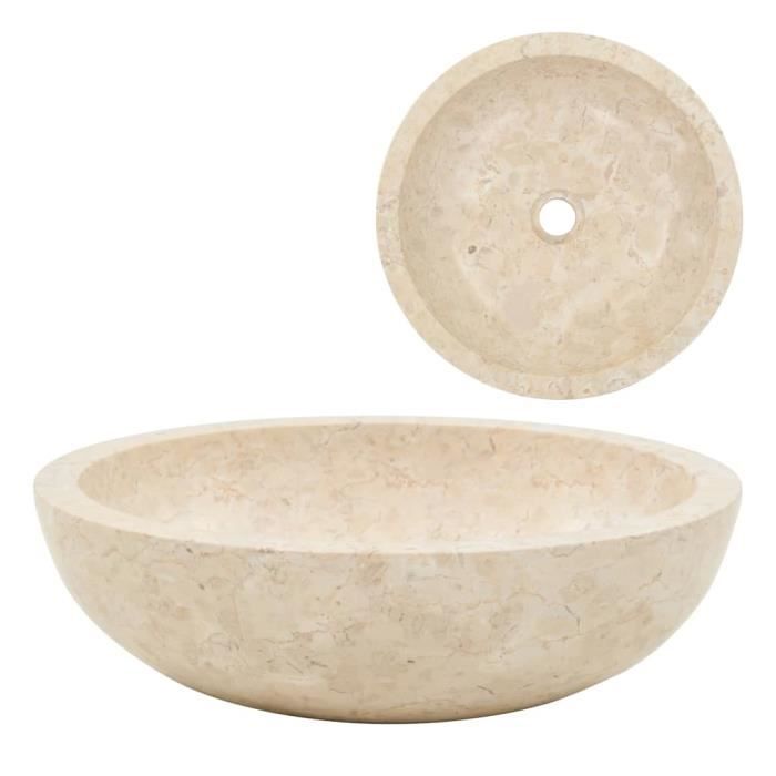 Évier en Marbre Crème 40 x 12 cm - TMISHION - Pierre - Minéraux - Beige - Évier