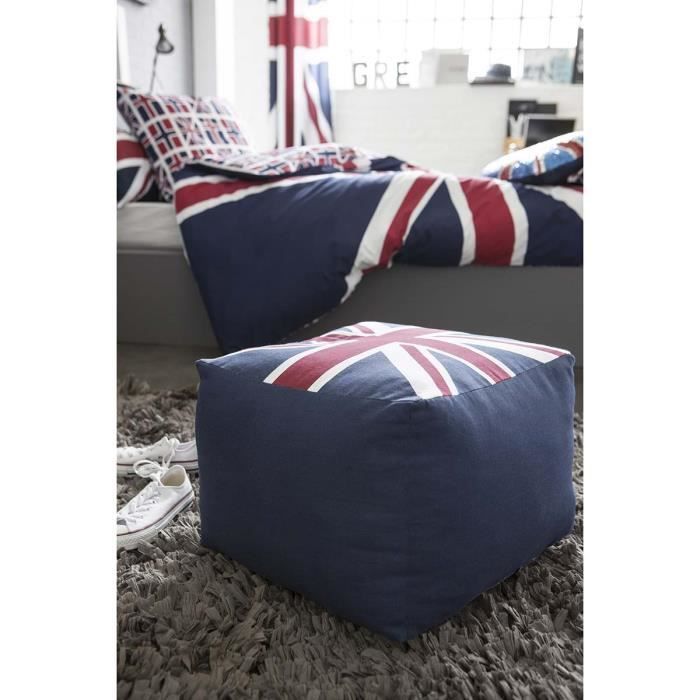 Pouf géant 40x40x30cm UNION JACK Cdiscount Maison