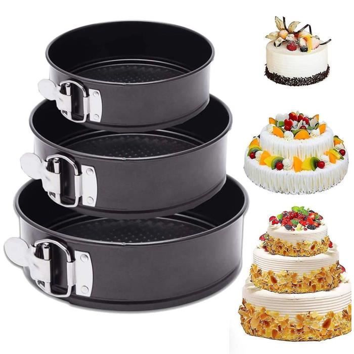 3 Moules à Gâteau Ronds - moule à gâteau antiadhésif 3 Etages pièce montée