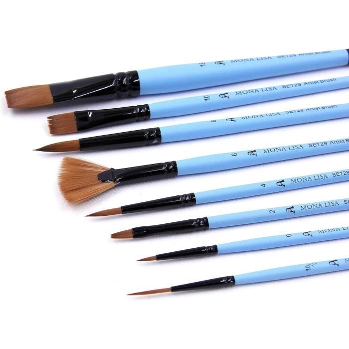 Lot De 10 Pinceaux Fins Pour Détails - 5 Tailles Différentes - Idéal Peinture Acrylique