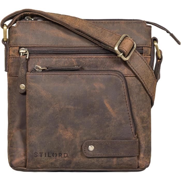 Sacoche Avis Stilord Sac à Dos 'Watson' STILORD En Cuir Marron