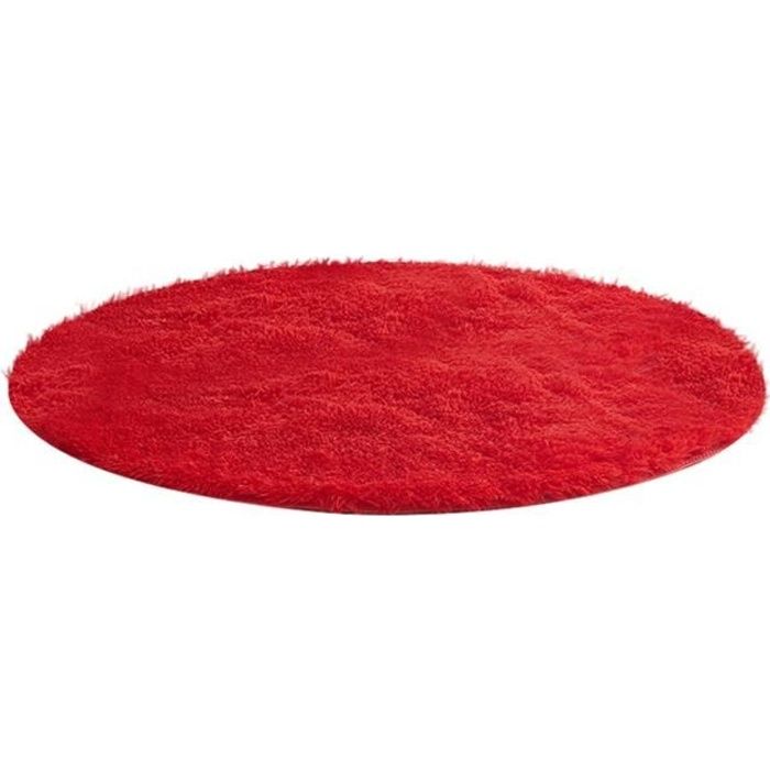 Rond Tapis de Salon Chambre Shaggy Yoga Moquette, Rouge, 120*120 cm ...