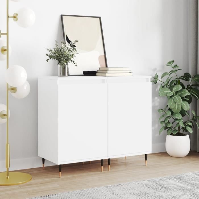 vidaXL Buffets 2 pcs blanc 40x35x70 cm bois d’ingénierie 831037
