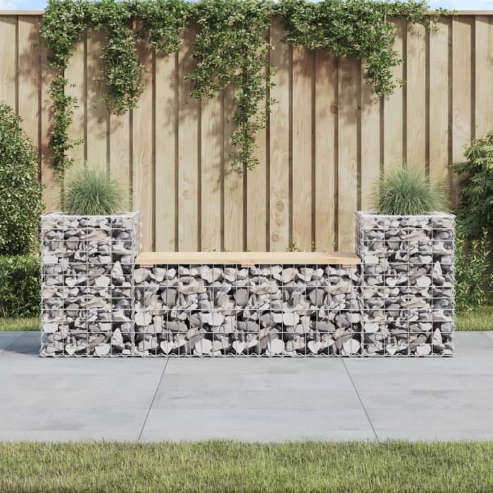 vidaXL Banc de jardin design gabion 183x41x60 5 cm bois massif de pin 834387