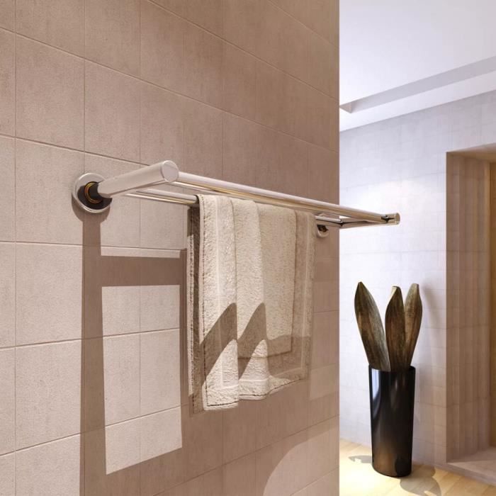 Porte-serviettes Adhésif Double Barre XIAJIA - 70cm Acier Inox 304 - Adhésif 3M - Installation Sans Perçage