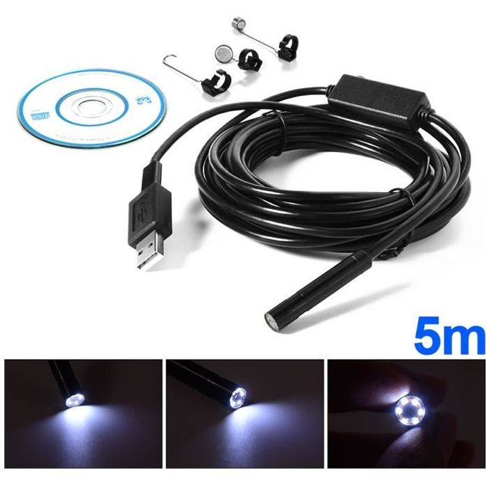 Endoscope USB XCSOURCE - Caméra d'inspection 2MP 8.5mm 5M pour Ordinateur Portable et Smartphone Android