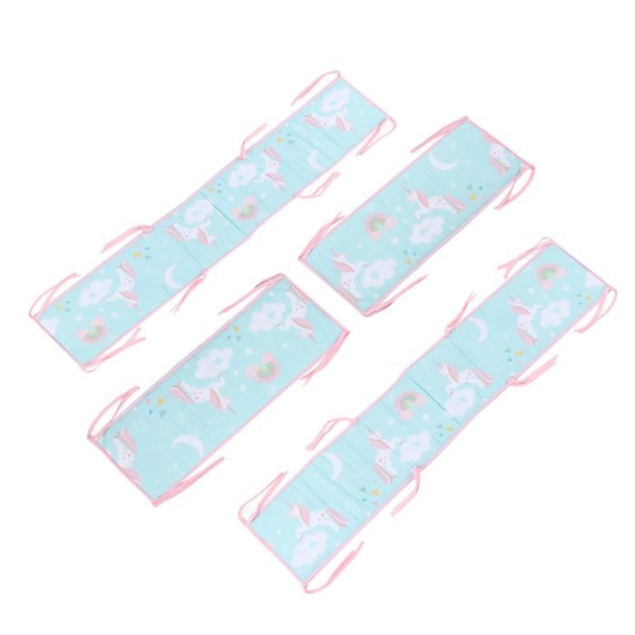 Pare-Chocs De Lit Bébé 3 Pièces - Housse Rail Lit Douce Lavable, Protection Anti-Morsure Dentition Couleur Unie