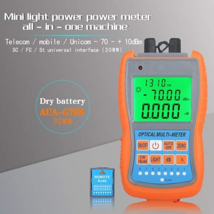 Testeur Fibre Optique Mini - Mesure D'atténuation Jusqu'à -70dB - Affichage Chinois/anglais - Poche - 4