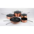 Batterie de cuisine 9 pièces couleur cuivre effet pierre - Laguiole Qualité Pro Cuivre-1