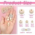 220 Pièces 6 à 14mm Perles en Bois Rondes Naturelle Taille Mixtes Perles pour Décorations Fabrication Accessoire DIY-1
