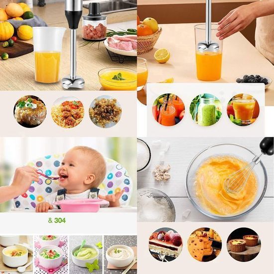 Mixeur Plongeant Aigostar 1000W – 4 En 1 Avec Hachoir, Fouet Et Tasse Doseuse ! Parfait Pour Smoothies, Soupes Et Desserts