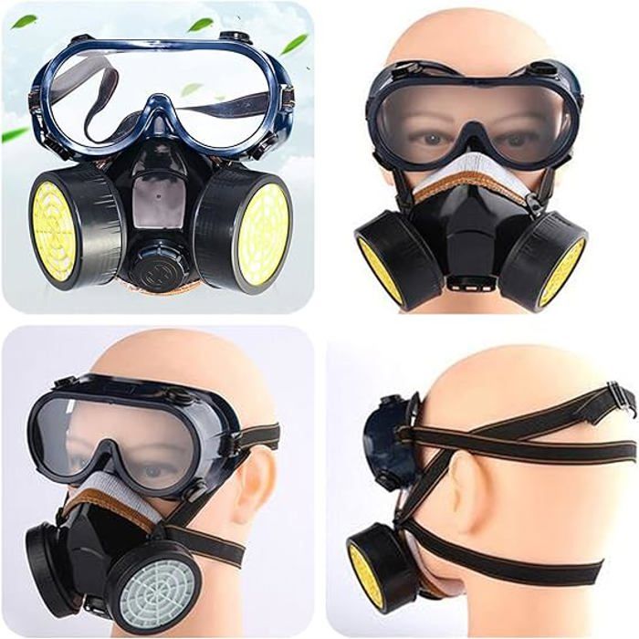 Masque De Protection Respiratoire Réutilisable Avec Lunettes Intégrées - Pour Peinture, Poussière, Produits Chimiques, 10 Filtres Inclus - 6