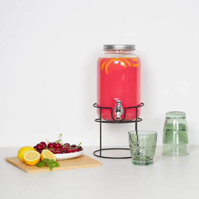 Relaxdays - Distributeur à Boissons 4 L Avec 3 Robinets Poussoirs 4 L Rfrigration Extrieur Transparent Noir 66432067