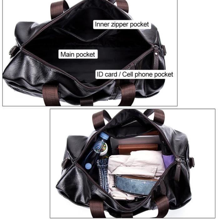Grand Sac De Voyage En Cuir Pour Homme Imperm able Sac Sport Gym Noir