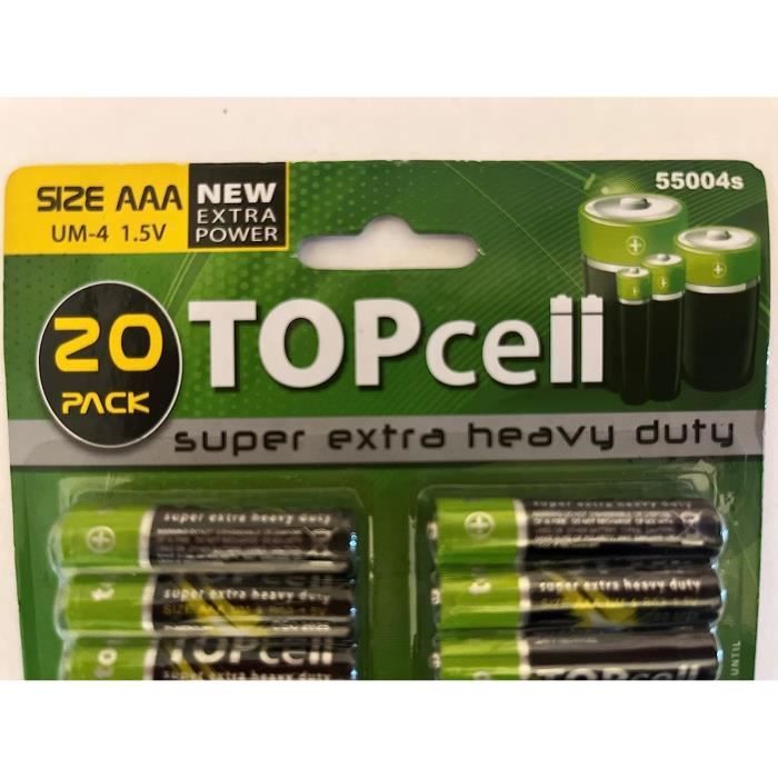 Piles Alcaline - Topcell Lot 20 1.5v Size Aa (aaa) - Cdiscount