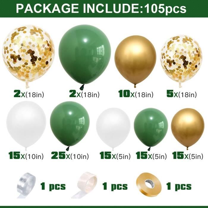 Kit arche de guirlande de ballons vert sauge 164 pièces avec ballons blush  or confettis ballons blancs pour fête prénatale mariage décoration de fête  d'anniversaire