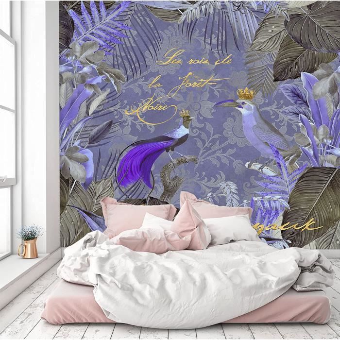 Papier Peint Autocollant 3D Violet – Feuilles H8119, Amovible, Motif Image, Pour Toutes Pièces