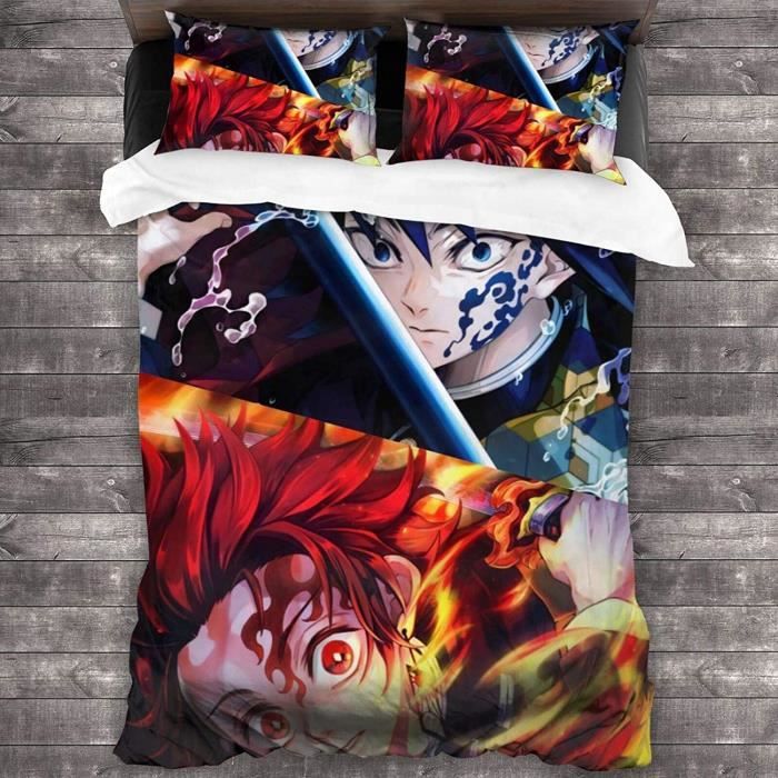 DFn-4900 Parure De Lit à L'effigie De Demon Slayer Ensemble De Literie Imprimé En 3D Avec Housse