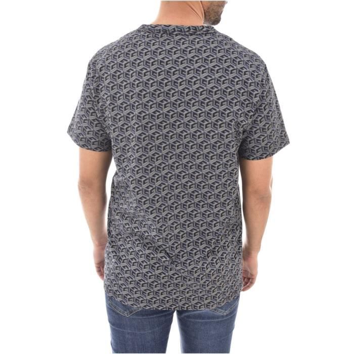 Tee shirt basic en coton à gros logo - Guess jeans - Femme Gris