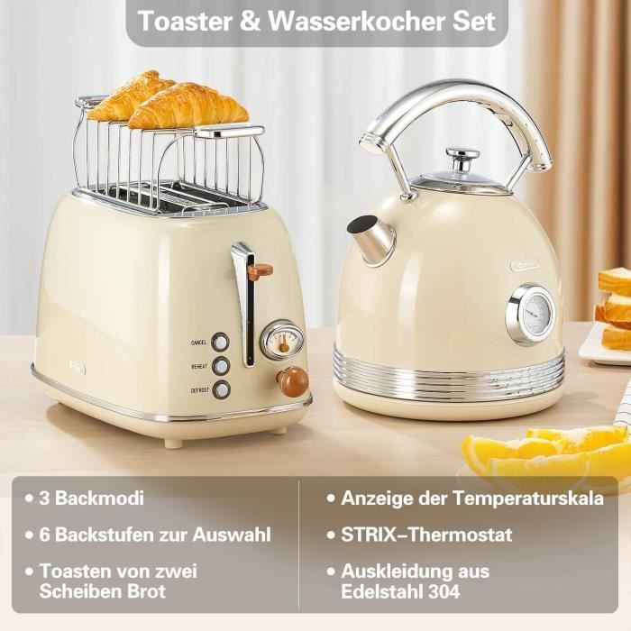Grille-Pain Taurus Mytoast 1000W - 7 Niveaux Brunissage - Fente Longue - Stop Manuel - Blanc