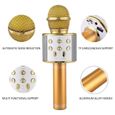 MAX KM01 - Microphone Karaoké micro sans fil Bluetooth – Doré, haut-parleur intégré, micro modificateur de voix et écho-2