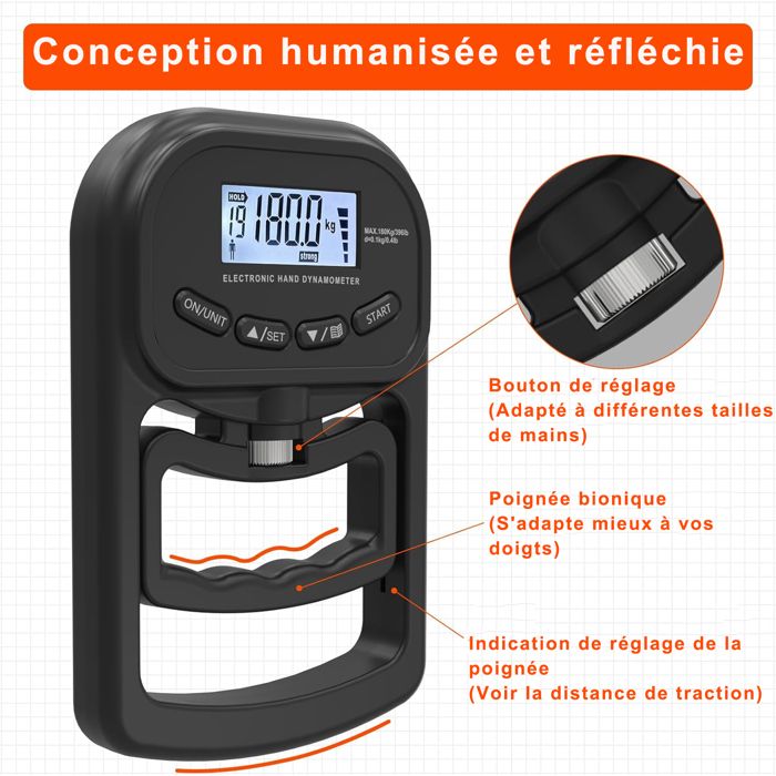 Dynamomètre numérique de la main, mesure de la for... – Grandado
