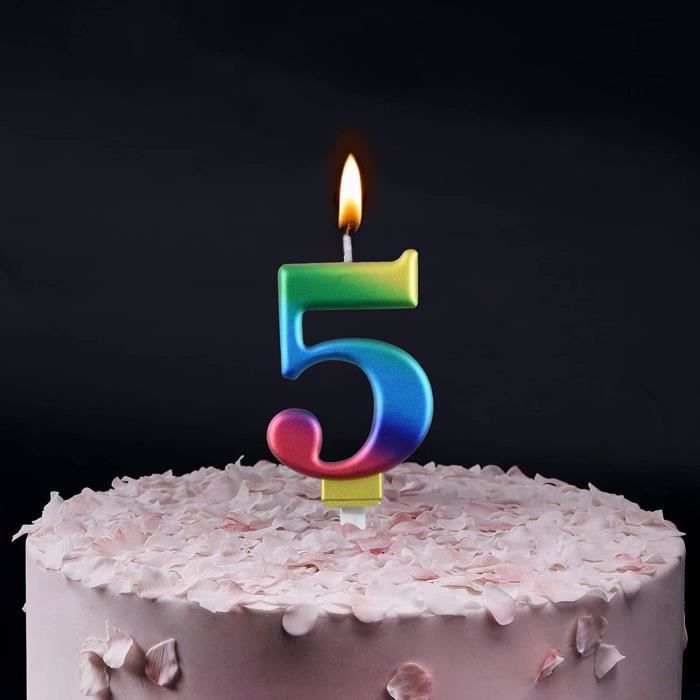 Bougies d'anniversaire de 5 ans numéro 5, couleurs arc-en-ciel de bougies  d'anniversaire, adaptées aux fêtes d'anniversaire[50] - Cdiscount Maison
