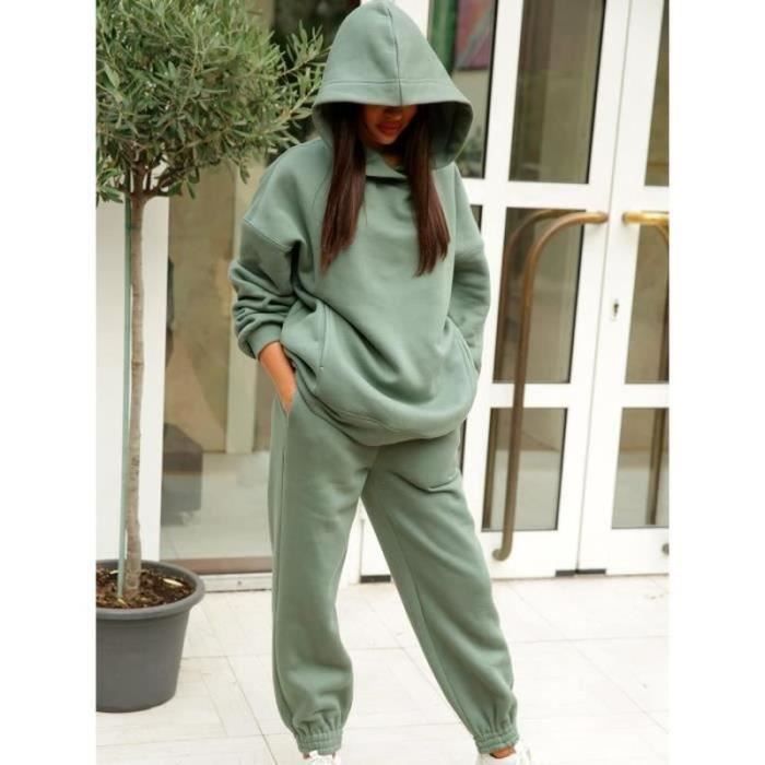 SURVETEMENT JOGGING DE SPORT Ensemble Jogging Femme Survtement Sport  Grande Taille Vert Manches longues Respirant