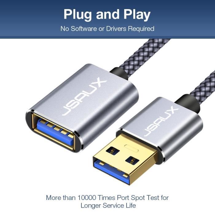 Grey-2m -câble d'extension USB 3.0,2m-3m,rallonge de données pour