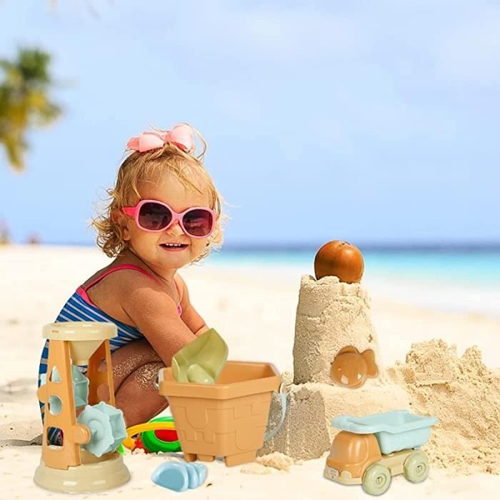 Dinette Enfant Kit 7 Pièces Jeux De Plage Lubibi - Seau, Pelle, Râteau, Moules Animaux - Enfants 2 Ans - Cadeau été Kit Jeu Plage