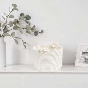 Lot de 2 corbeilles de rangement en corde de coton tressé pour étagère