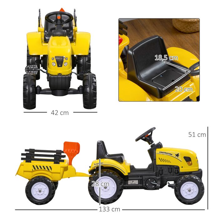 Chargeuse sur roues pour enfants, pelle mobile, klaxon, propulsion à pédales, à partir de 3 ans, châssis en métal, jaune, 114 x 41 x 52 cm | Leroy Merlin Chargeuse sur roues pour enfants, pelle mobile, klaxon, propulsion à pédales, à partir de 3 ans, châssis en métal, jaune, 114 x 41 x 52 cm | Leroy Merlin