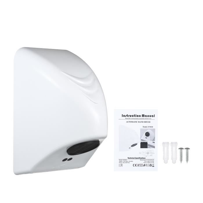 Sèche-mains Automatique Capteur Intelligent - Doré, 850W, Vent Chaud/froid - Pour Toilettes Maison Et Bureau - 4