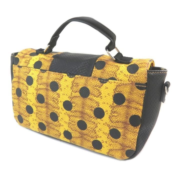 Sac pochette Lollipops jaune noir 26.5x15x8 cm P3504 Jaune
