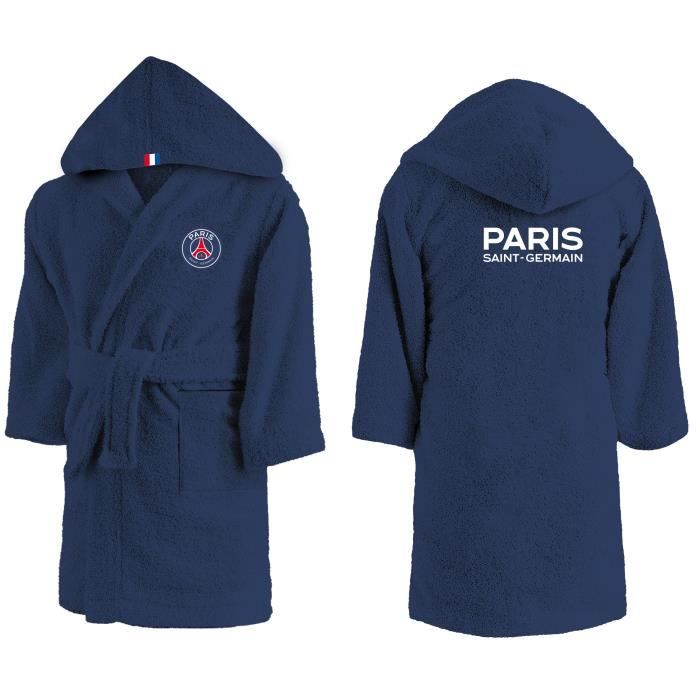 Peignoir enfant a capuche brode 100 coton PSG LINES. Taille 10 12 ans Cdiscount Maison