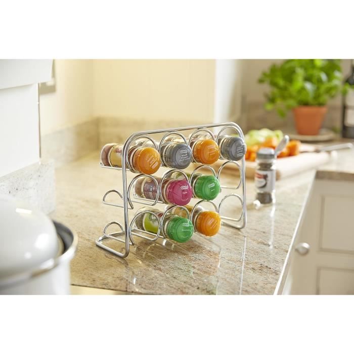 Pisa Spice Rack Pour 12 Jars Bouteilles Flacons Porte Epices Etagere A Epices Chrome De Stockage Support Cuisine Cdiscount Maison