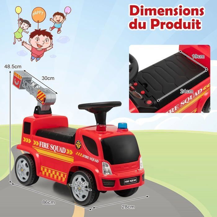 Porteur Scooter électrique Enfant Moteur Incendie équipé De Jets De Bulles Effets Sonores Lumineux Charge 20kg Mod Le B