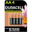 Duracell Piles Rechargeables AA 2500 mAh, lot de 4 piles-0